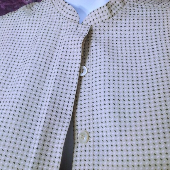 Vintage Quality Handmade Silk Blouse Lady(M-10) Hidden ButtonsUp Snaps Dots Tan - Picture 4 of 11